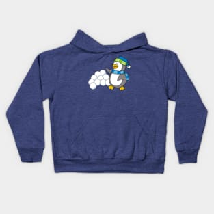 Little Penguin with Snow Balls Waving Kids Hoodie